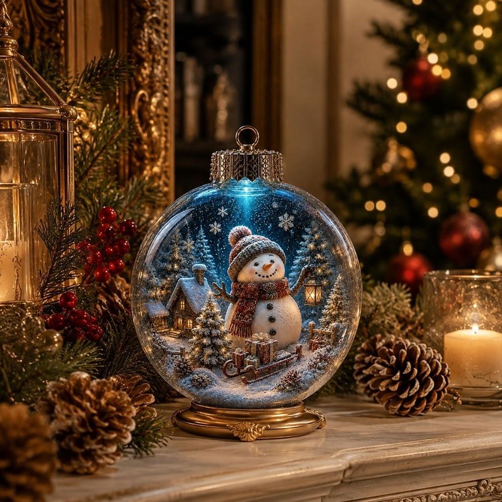 Acrylic Clear Christmas Bauble Hanging LED Lighted Christmas Spherical Pendant Christmas Tree