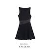 Kaslead New Women Clothes Western Style Lace Stitching Round Neck Short Dress 3644804