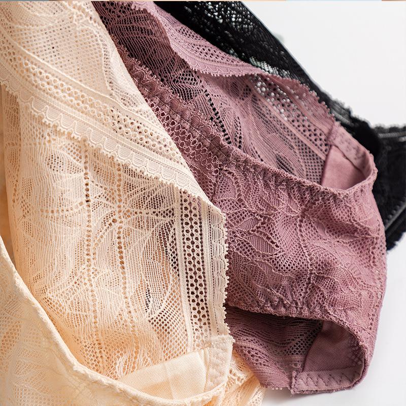 1 Pc Low Waist Sexy Lace Triangle Briefs Silky Smooth and High Elasticity Silk Home Underwear Briefs