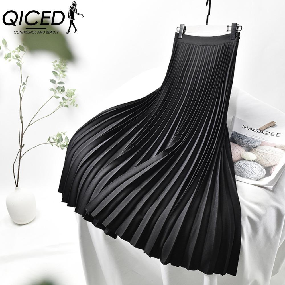 QICED Женская Мода Повседневная Однотонная С Принтом Летняя Весенняя Юбка