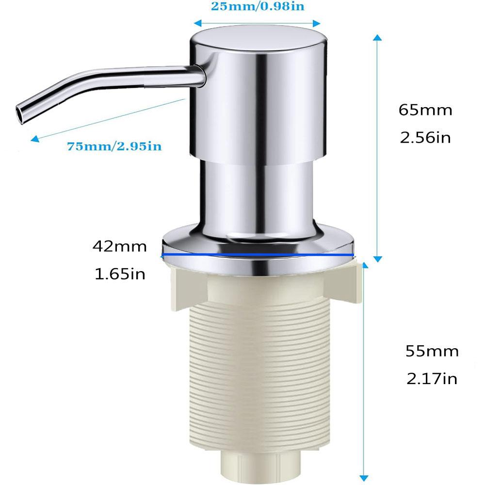 Дозатор мыла для раковины 360° из нержавеющей стали, кухонный, ручной, для жидкого мыла, длина 2,17 дюйма