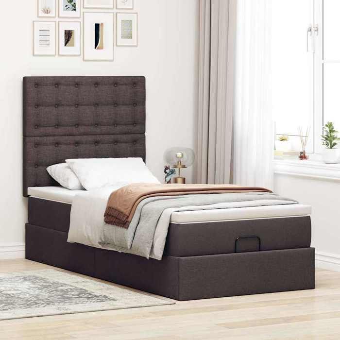 Maison Exclusive - Lit ottoman avec matelas marron foncé 90x200 cm tissu
