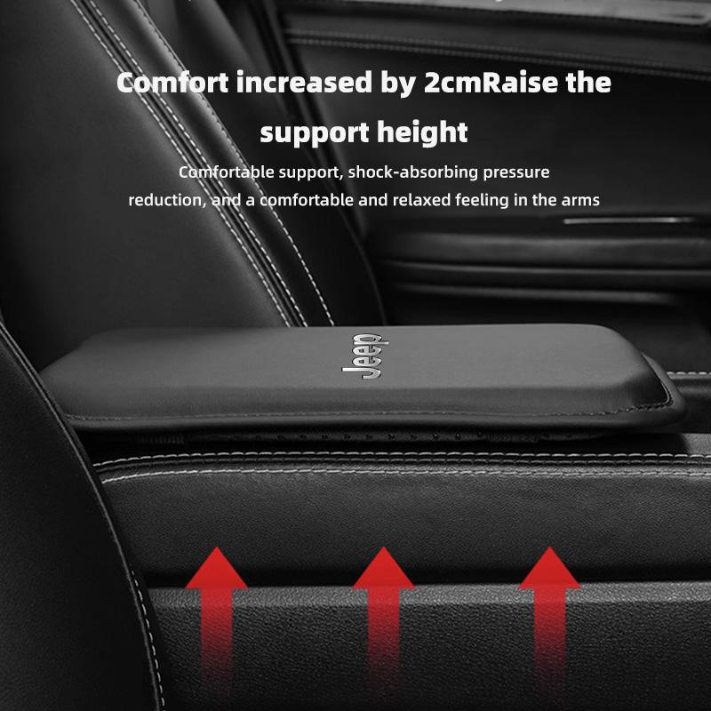 PU Leather Car Armrest Box Mat Arm Rest Cushion Accessories For Jeep Grand Cherokee Wrangler JK Gladiator Compass Renegade Recon AMT1