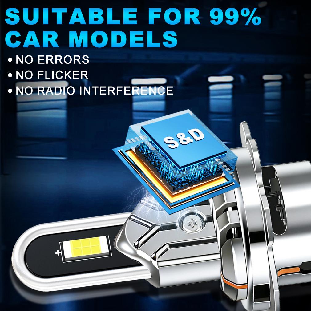 2Pcs H7 H4 LED Headlight Bulbs Canbus 30000LM 100W U-Shaped Copper Tube Car Light Turbo H11 9005 HB3 Headlamp 6500K White 12V With Fan