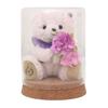 Birthday Teddy Bear Mini Flower Glass Gift Tete [Petit Lou] & Bouquet, (April)