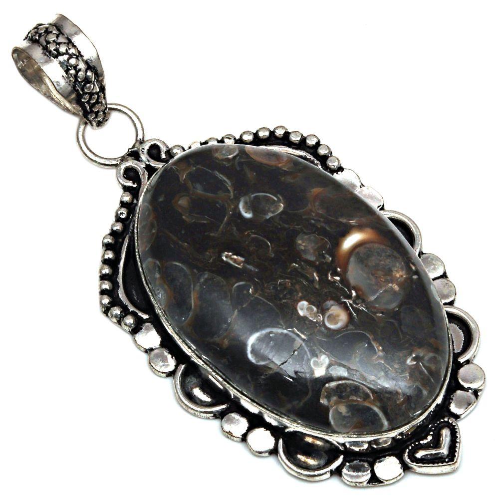 Pendant Turtella Jasper Gemstone Gift For Her Silver Jewelry 2.25"