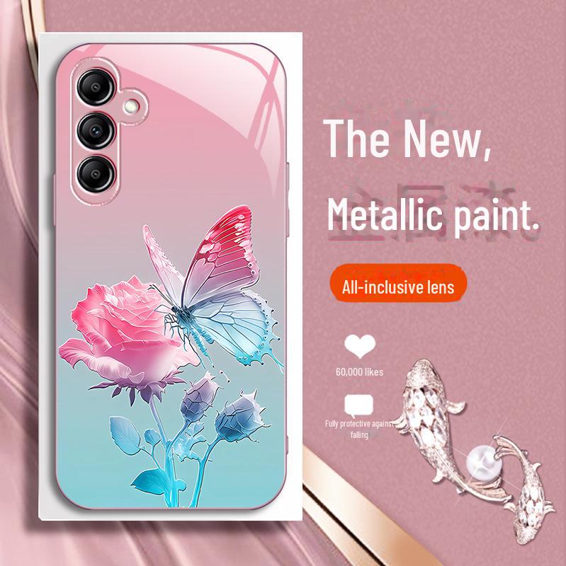 Чехол Galaxy A-Series All-Inclusive Gradient Butterfly Flower Rose для A21S, A23, A31, A52S, A70, A72