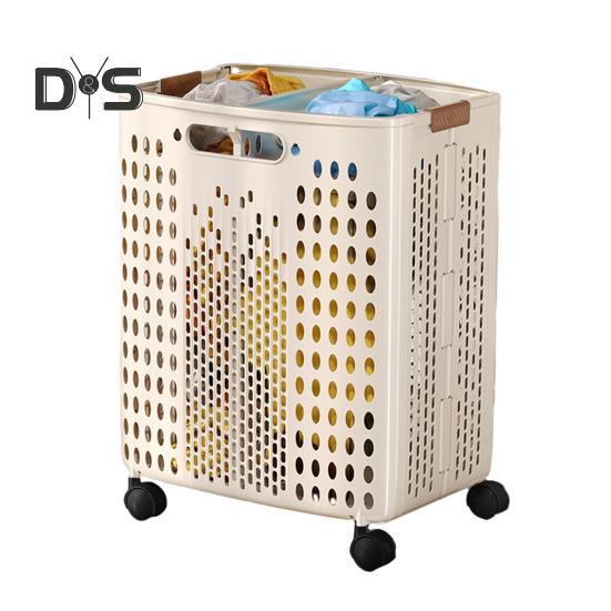 Корзина для белья с колесами, большая вместимость, складная конструкция, корзина для хранения на колесах с ручкой