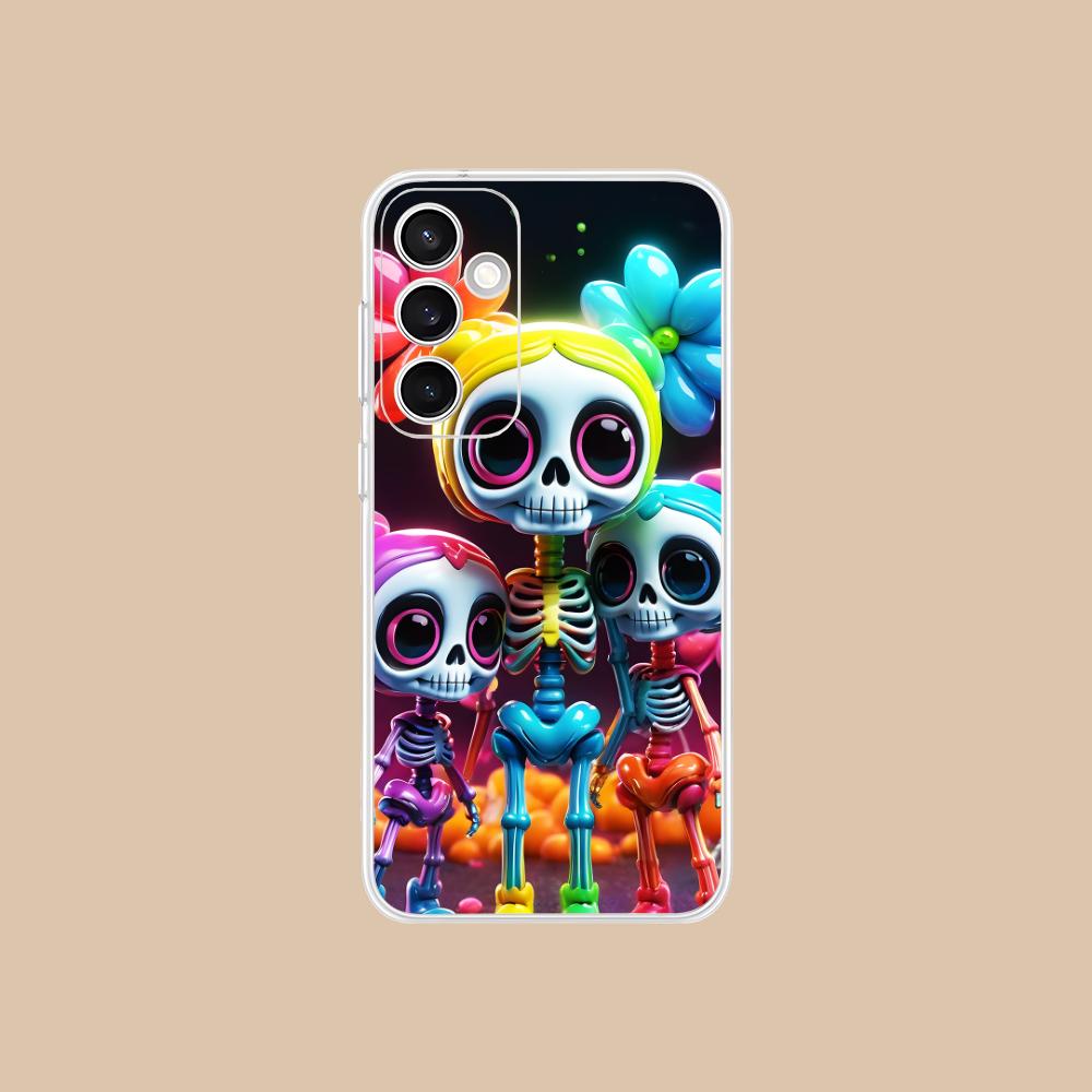 Day of the Dead Clear Mobile Phone Case for Samsung Galaxy S25 S24 S23 S22 S21Plus FE Ultra Colorful Cover