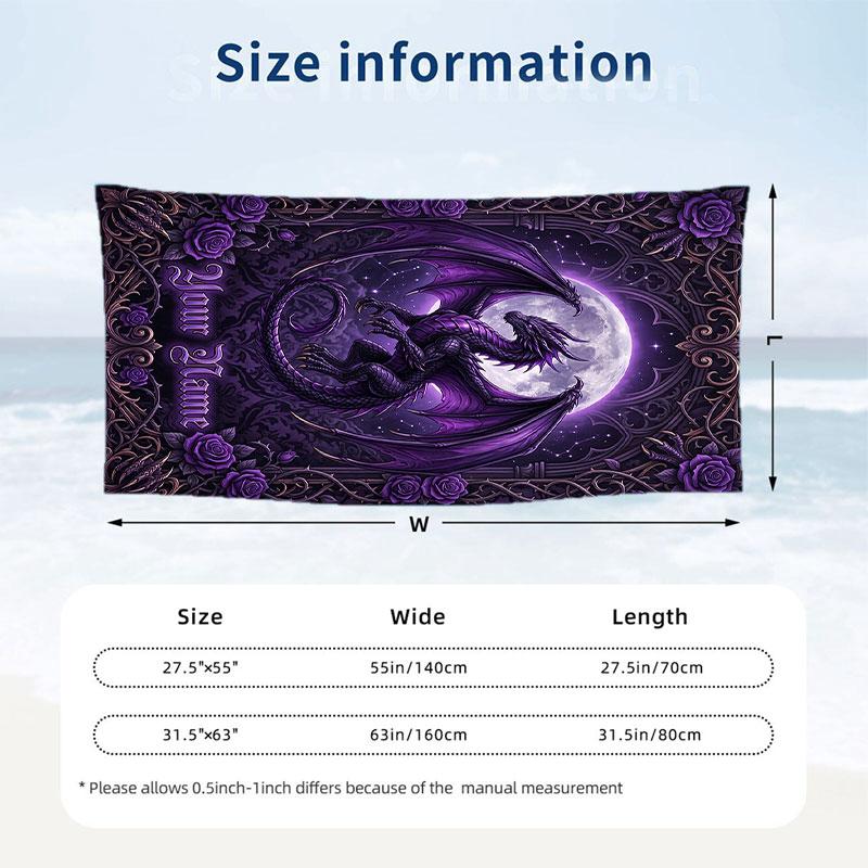 Dragon Phoenix Theme Beach Towel Personalized Custom Name & Text Soft Quick Dry Beach Towel for Swimming Travel
