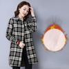 Женская клетчатая рубашка средней длины, плюшевые теплые модные рубашки