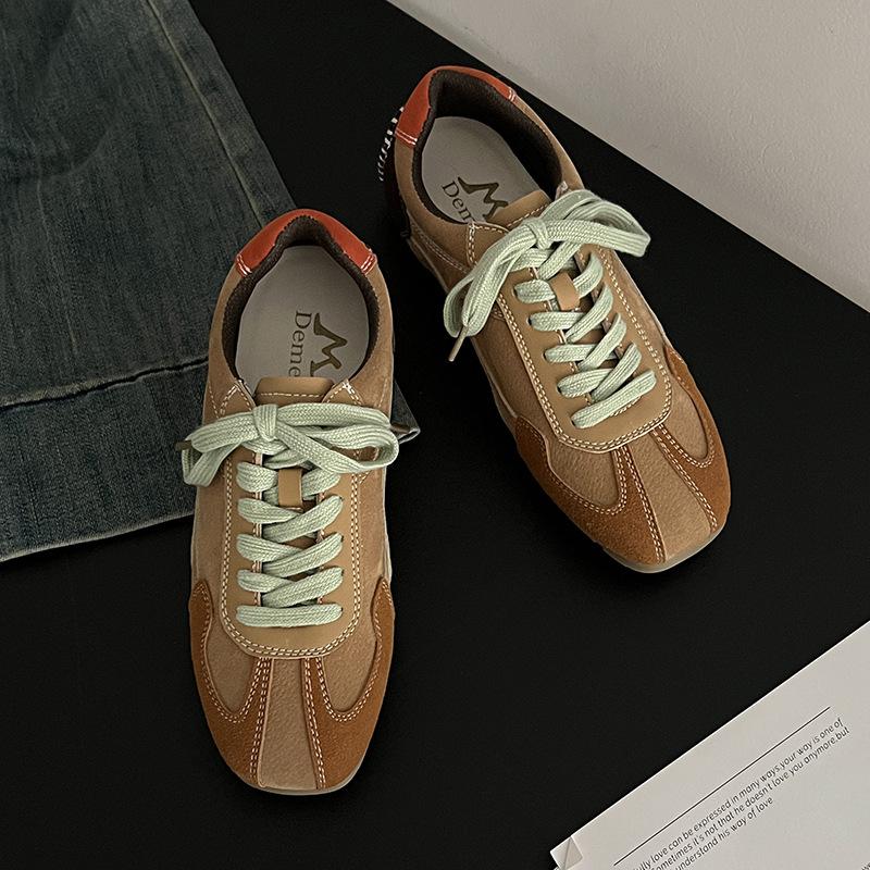 Модный тренд, американские ретро-кроссовки с круглой головкой на платформе, немецкие кроссовки для женщин, новинка 2025 года, легкая и универсальная спортивная обувь на осень