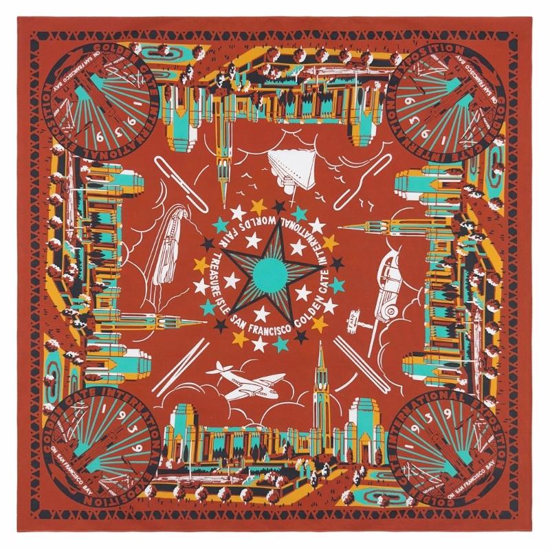 21'' Бандана-платок на голову с узором «Золотые ворота» для женщин и мужчин, квадратный тюрбан, платок на голову, панк повязка на голову, головной убор