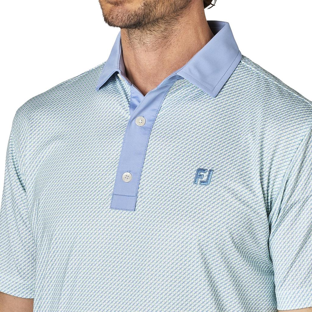 FootJoy Men's Diagonal Short Sleeve Cleric Golf Shirt, White, Size M (FJ-S25-S18, 34543-M)