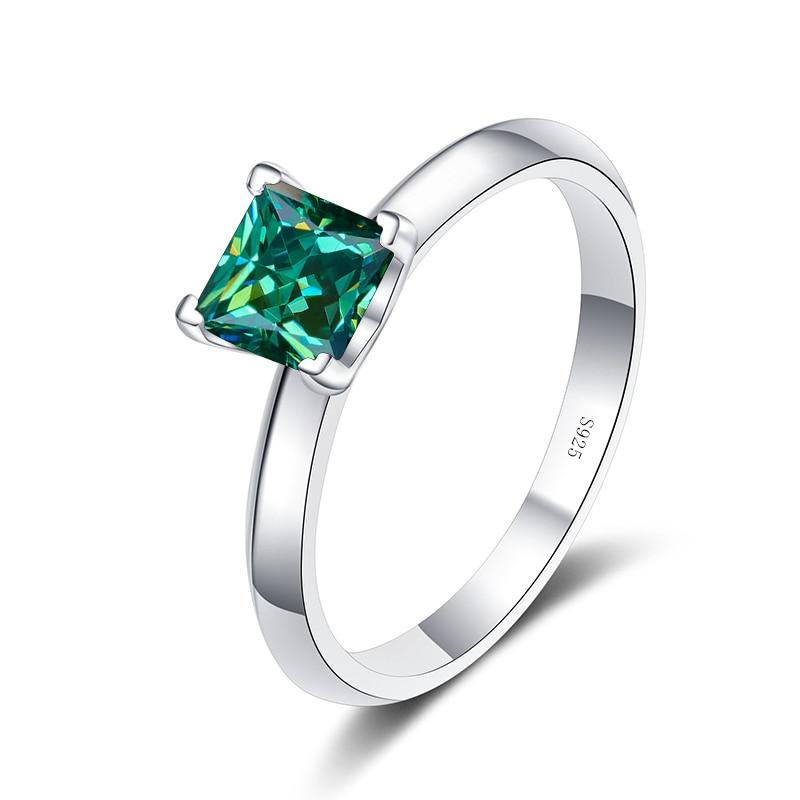 Bague Ringen 1 или 2 CT кольцо-пасьянс с муассанитом принцессы огранки для женщин, бесцветное высокое качество, 100% стерлинговое серебро S925, группа GRA