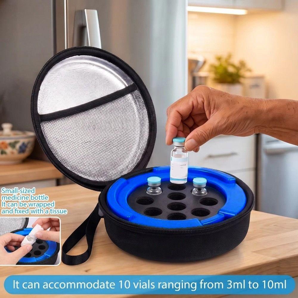 10 Slot Carry-on Pill Protector 3-10ml Pill Storage Box Practical Insulin Vial Storage Case Travel