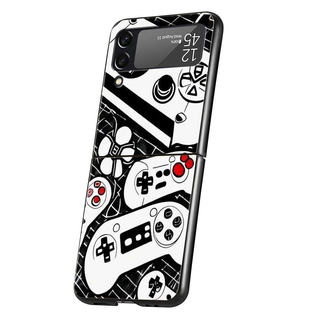Game Controller Graphic Hard PC Phone Case For Samsung Galaxy Z Flip 7 6 5 4 Black Cover For Galaxy Z Flip 3 Foldable Fundas Bag