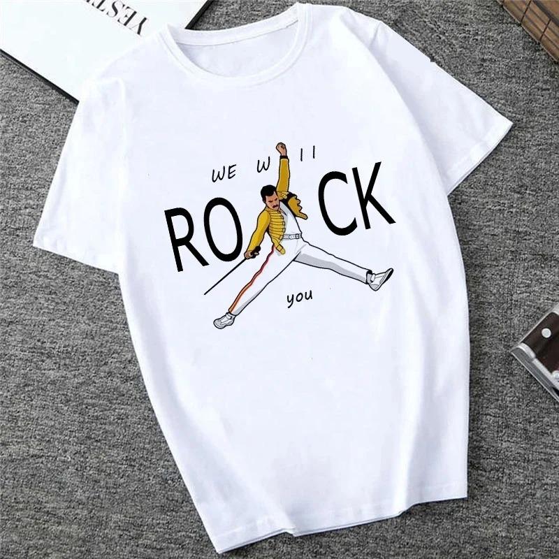 Футболка Freddie The Queen Белая Модная Женская Футболка Харадзюку Каваи Одежда С Коротким Рукавом Летняя Футболка Повседневный Женский Топ С Круглым Вырезом