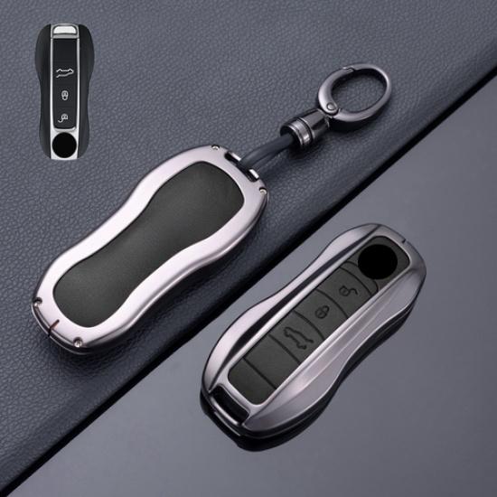 Zinc Alloy Leather Car Key Fob Case Cover For Porsche Panamera 911 992 Cayenne