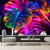 Wallpaper Monstera fluorescent leaves