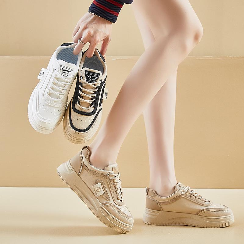 Осень 2024 Белые корейские кроссовки на платформе для женщин - Модель GH-019