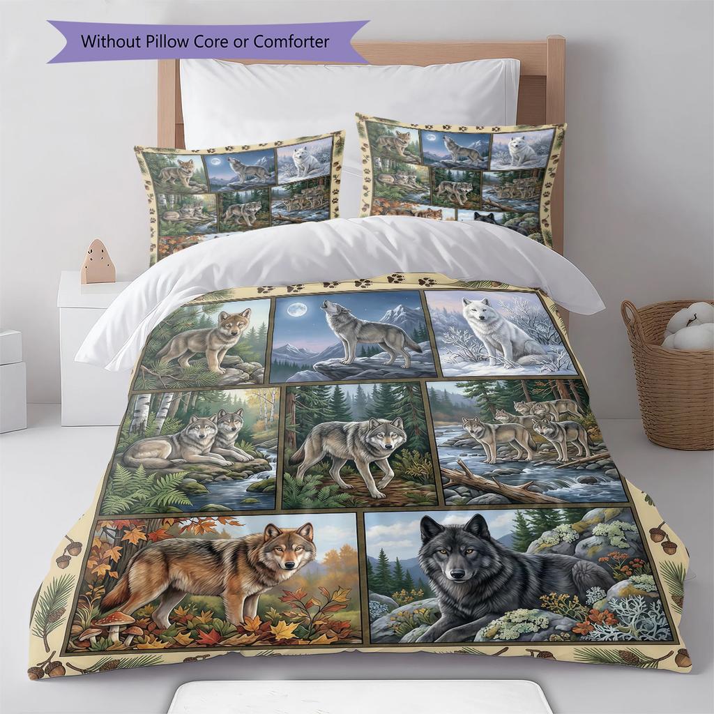 Retro Oil Painting Animals Pattern Bedding,Quilt Set Quilt Cover Pillowcase Home Birthday Gift (1 * duvet cover + 2 * pillowcase, without core)