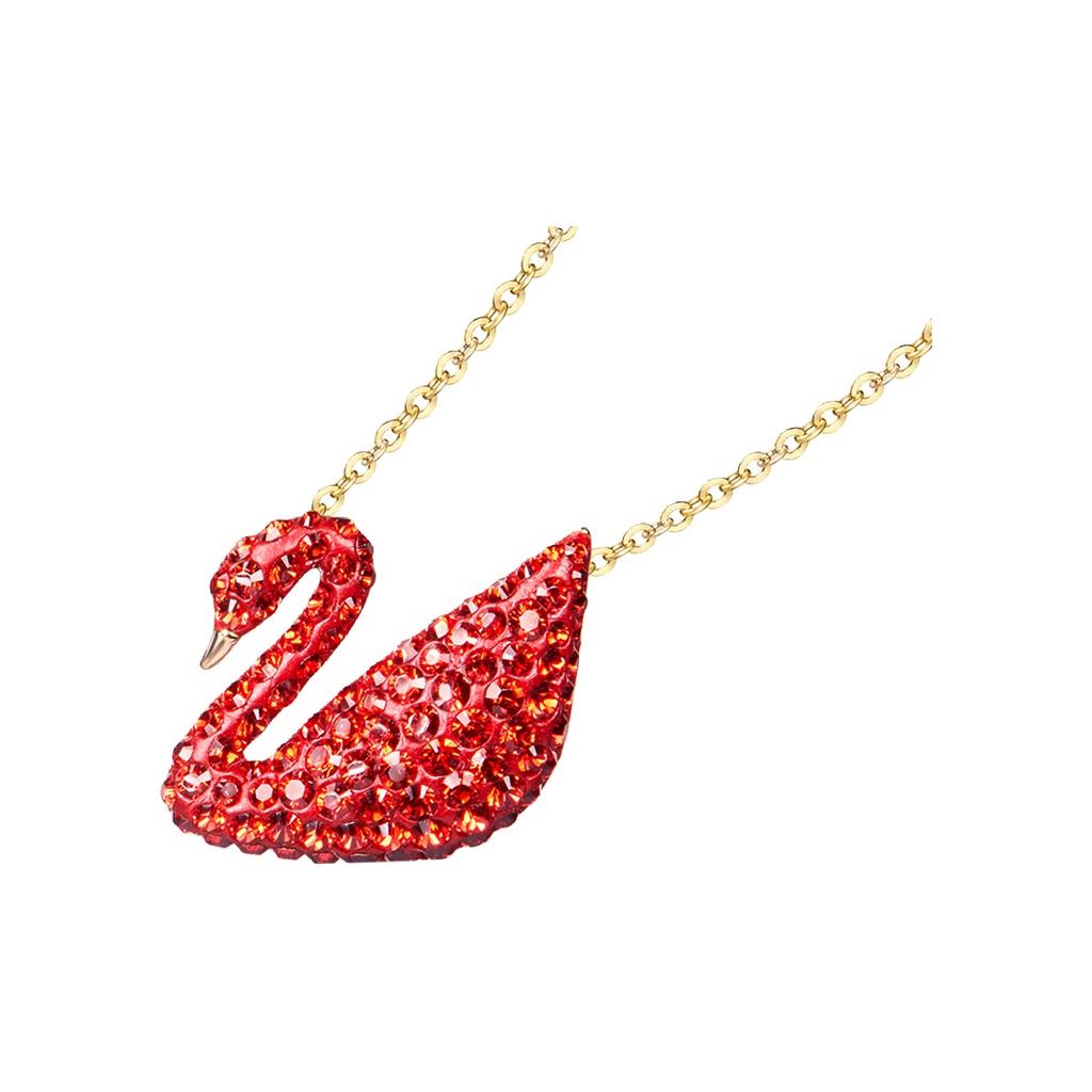 Swarovski Кулон 'Лебедь' с позолотой, Большой кулон с имитацией кристалла, Женское колье 5465400