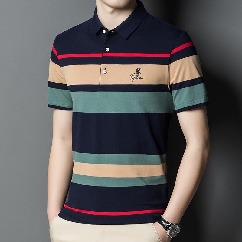 Летние брендовые мужские дизайнерские рубашки поло высшего класса в полоску с вышивкой и повседневные топы с короткими рукавами Модная мужская одежда 2022 года