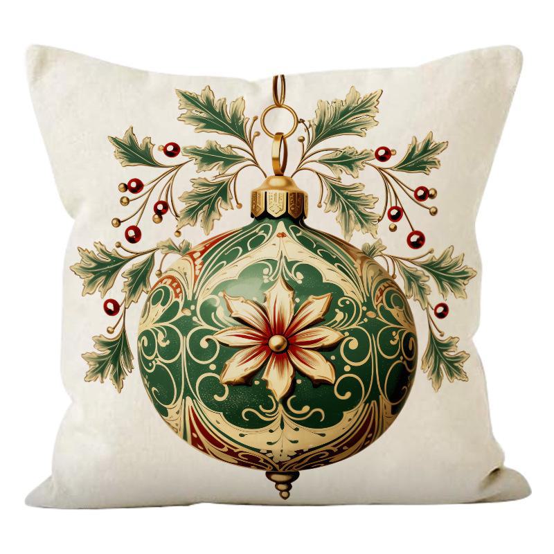 Льняная наволочка со снеговиком для украшения дивана на Рождество