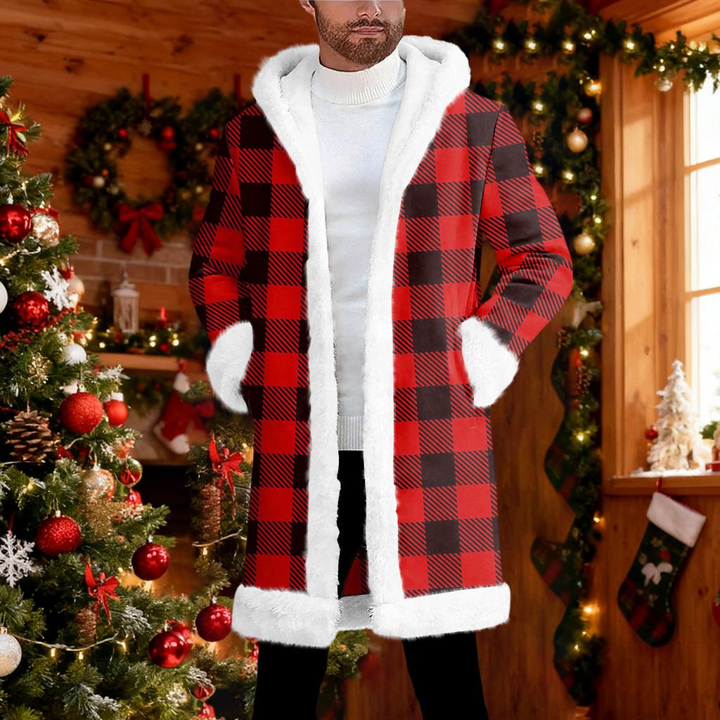 Мужской кардиган с капюшоном, длинное пальто для сохранения тепла