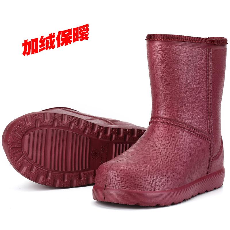 Флисовые теплые дождевые туфли женские легкие нескользящие резиновые сапоги хлопковые водонепроницаемые туфли резиновые туфли