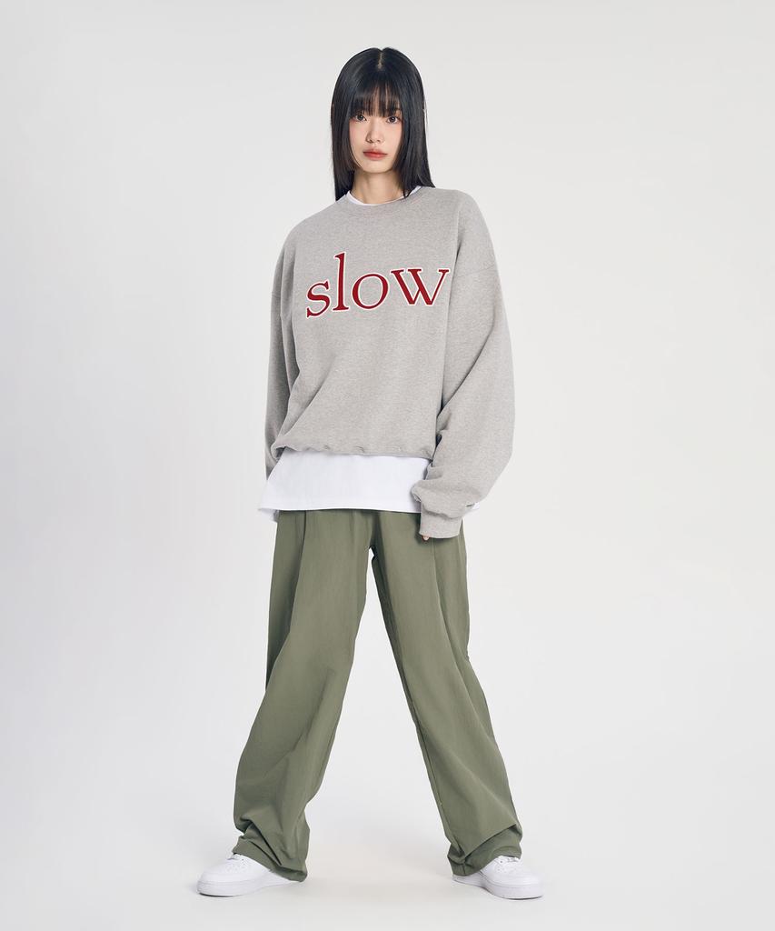 SLOW RECORD HOUSE Nylon Single-Pleat Pants_Khaki