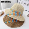 Соломенная шляпа от солнца, соломенная шляпа, женская летняя цветная плетеная шляпа-ведро с цветочным узором, милая пляжная дорожная шляпа