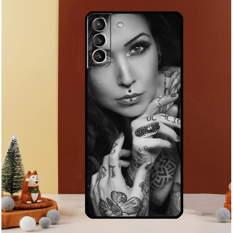 Sexy Tattoo Girl Case For Samsung Galaxy S23 Ultra S24 S22 Note 20 Ultra 10 Plus S8 S9 S10 S20 S21 FE Cover