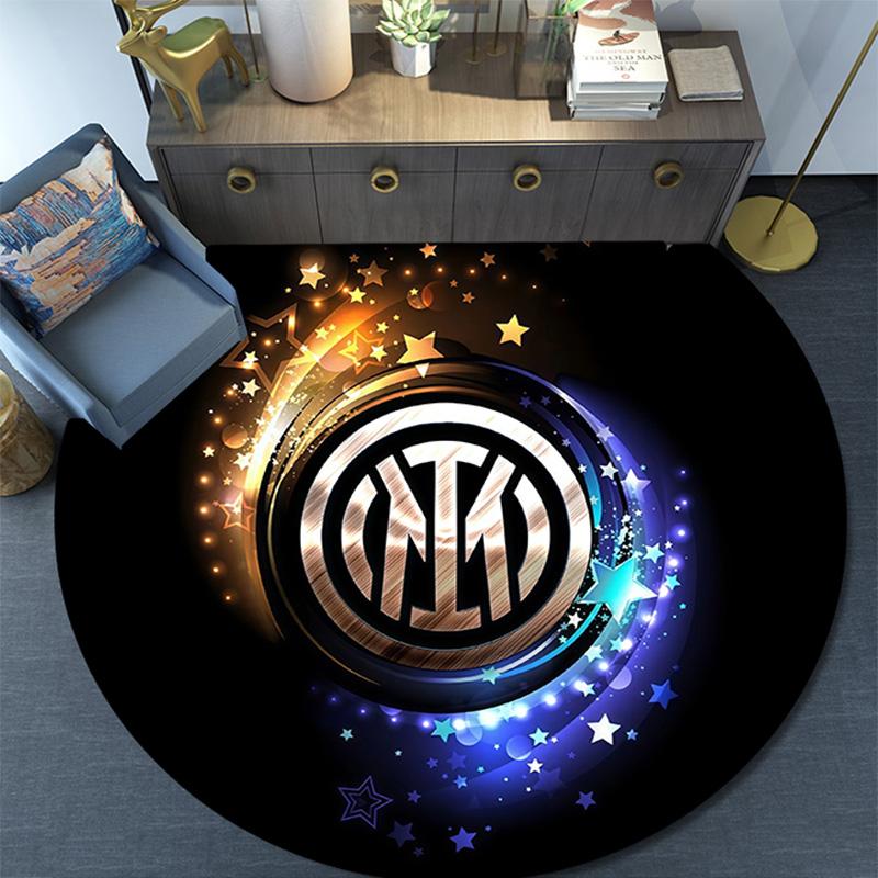 Football Club Internazionale Milano2 Round Area Rug,Carpet Rug for Living Room Bedroom Sofa Playroom Decor,Non-slip Floor Mat