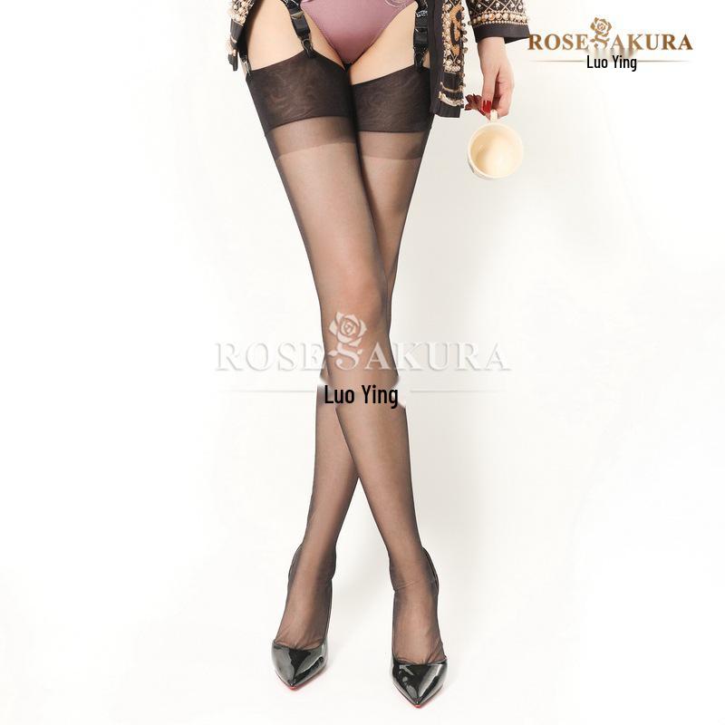 Luoying 0102 Plus Size Super Thin Nylon Thigh High Stockings - Retro European & American Style Lingerie