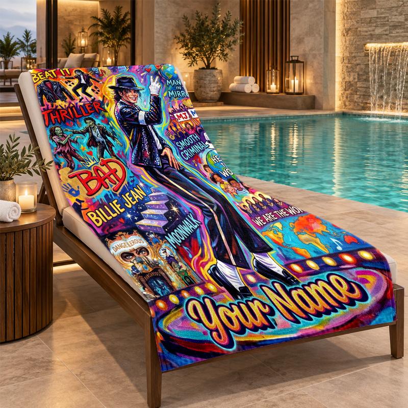 Custom Name Michael Jackson Beach Towel Personalized Text Soft Towel Swimming Travel Bath Gift
