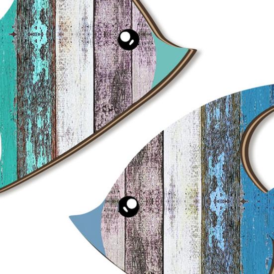 2 шт./набор Деревянный декор для стен в виде рыбы Прибрежный настенный арт с рыбами Деревенские приморские украшения Деревянная художественная панель с рыбами для дома, ванной комнаты, пляжного дома