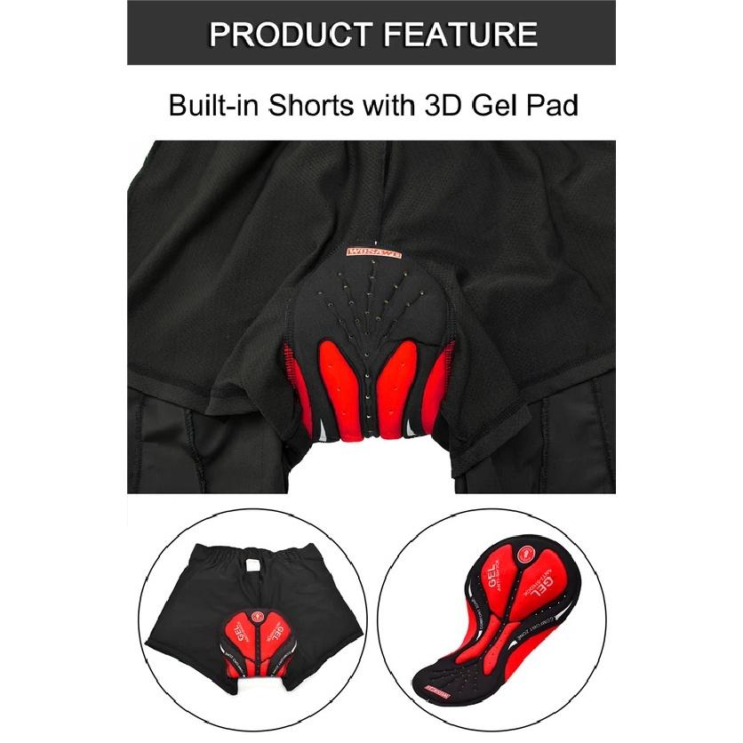 WOSAWE Men's Cycling Shorts Built-in 3D Cushion Padding Loose Fit Shockproof MTB Bike Trousers Breathable with Multi Pockets