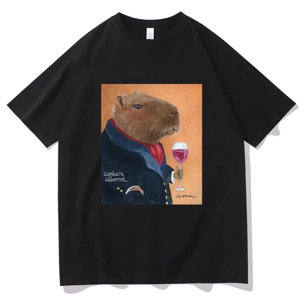 Футболка Will Bullas, забавная футболка с принтом Капибара и Каберне, унисекс, женская мода, милая футболка в стиле Харадзюку, унисекс, повседневная забавная футболка