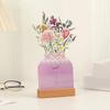 Flowers Desk Calendar Floral Desktop Calendar With Wooden Base Creative Removable Vase Shaped Monthly Calendar Planner