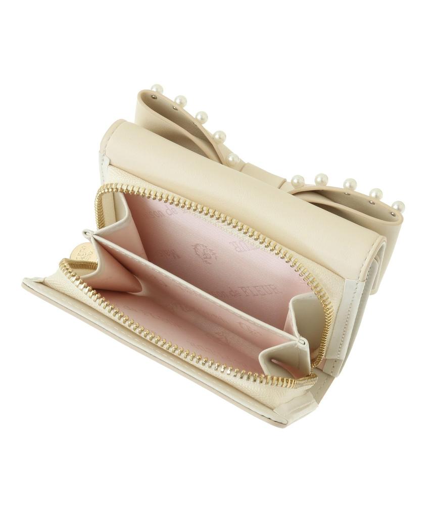 Maison de Fleur Кошелек с лентой и жемчугом цвета слоновой кости, Женский,