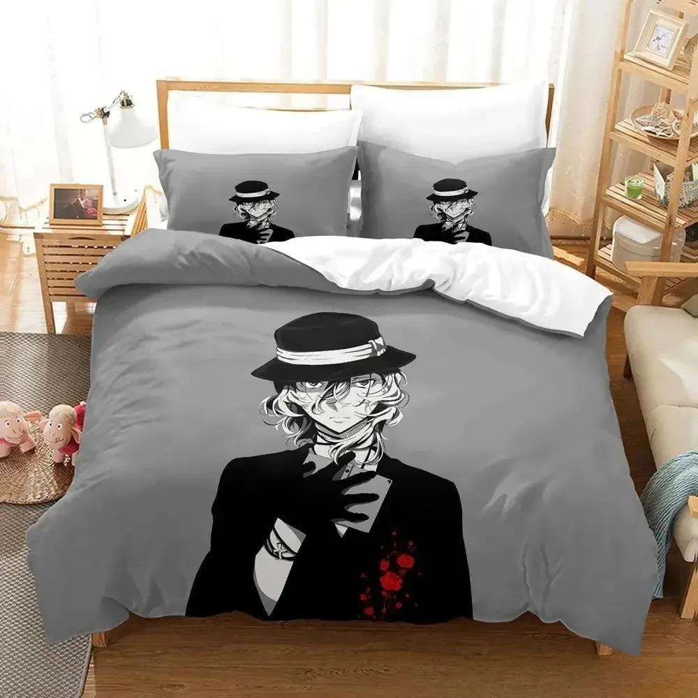 Модный комплект постельного белья Bungou Stray Dogs S4 с рисунком из мультфильма «Аниме» из трех предметов для взрослых и детей, для спальни, пододеяльник, наборы с 3D-принтом, кавайное аниме
