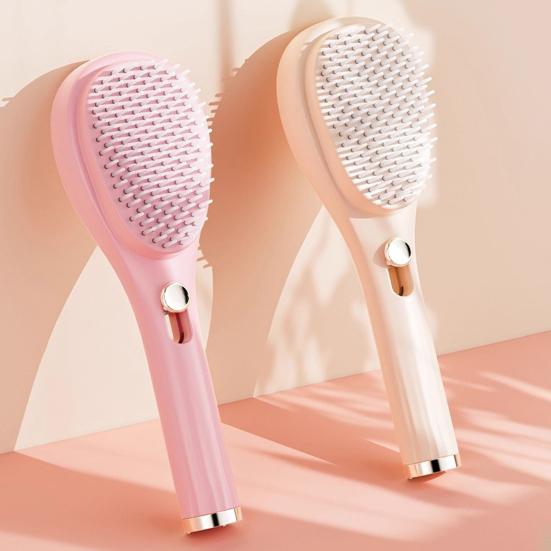 2 Pcs Retractable Self Cleaning Hair Brush Hair Detangler Brush With Ergonomic Handle