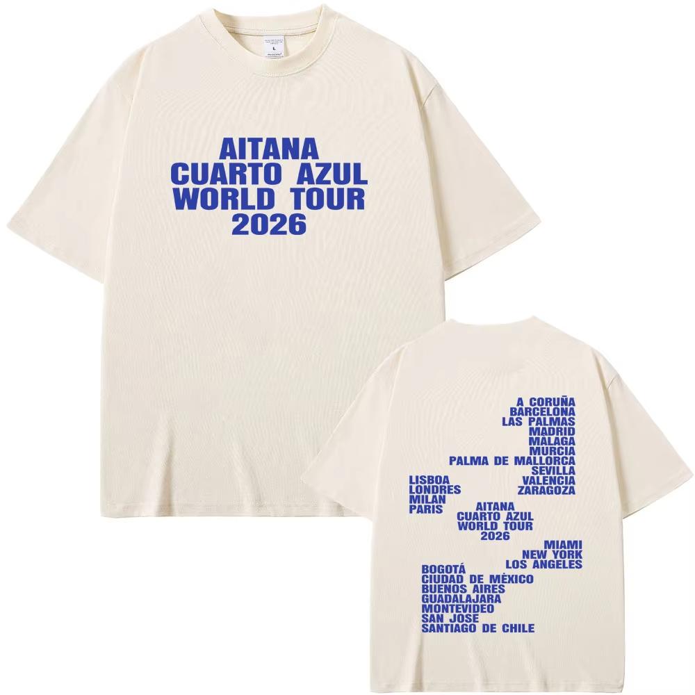 Singer Aitana CUARTO AZUL World Tour 2026 Merch Tshirt Fans Gift Unisex Women Summer Fashion Tshirts Unisex Streetwear Hip Hop