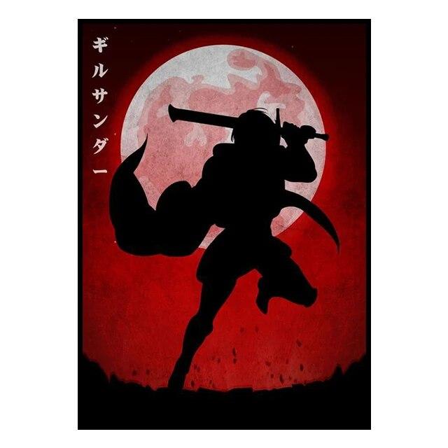 Аниме-настенные принты, силуэты, стили, постеры, холсты, комнатные картины и украшения, настенные росписи для современного домашнего декора