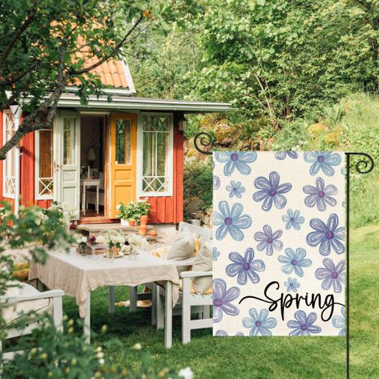 Spring Summer Floral Garden Flag 12x18 Inch Vertical Double Sided Colorful Flowers Welcome Yard Decor Farmhouse Outdoor Burlap Flag