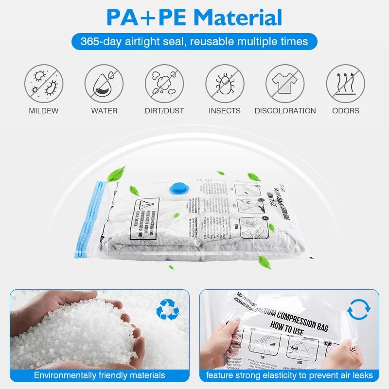 Вакуумные пакеты для хранения с электрическим насосом Экономия места Домашний органайзер Вакуумные пакеты для хранения Одежда Плед Дорожное постельное белье