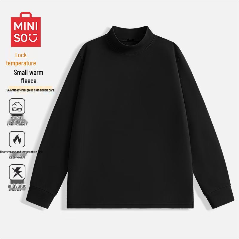 MINISO Мужская футболка с длинным рукавом и флисовой подкладкой, базовый слой