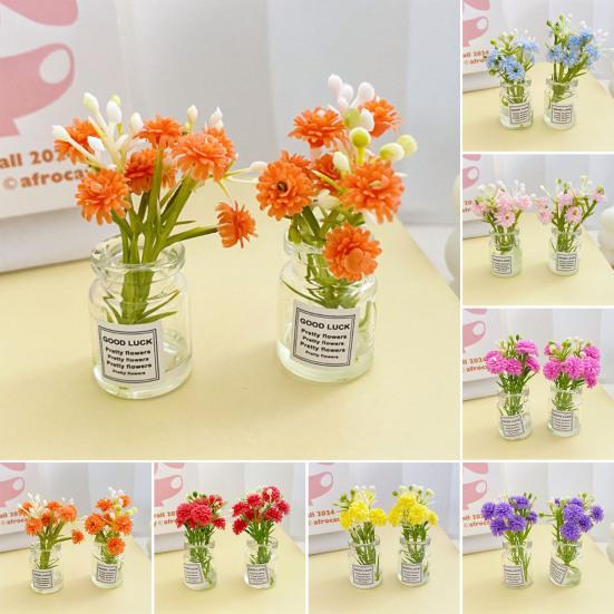 Mini Flower Vase Refrigerator Magnet with Fake Flower 3D Miniature Plants Vase Fridge Magnet Home Office Kitchen